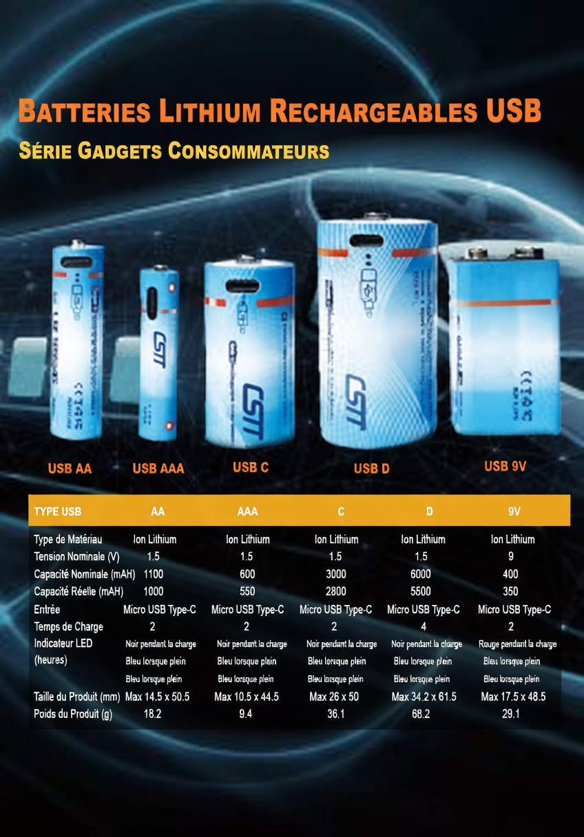 batteries-piles rechargeables via USB – Image 2